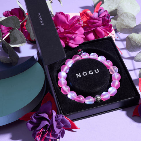 Rose | Argent | Bracelet de déclaration en verre de sirène
